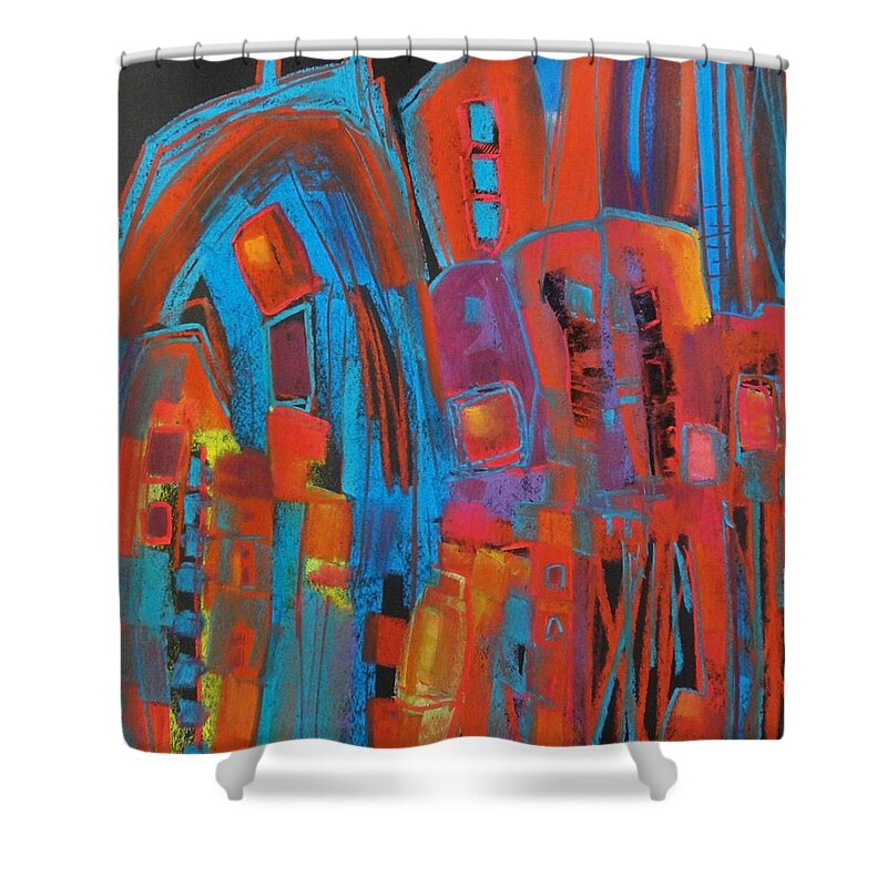 House Shower Curtain featuring the painting Red House by Katie Black