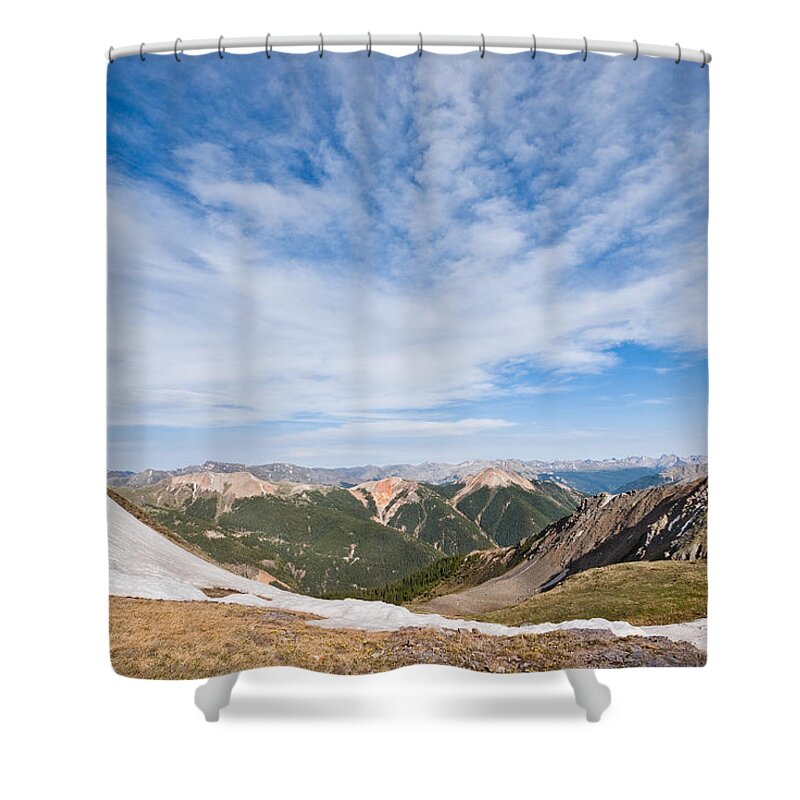 Barren Shower Curtain featuring the photograph Red Mountain from Columbine Lake Pass by Jeff Goulden