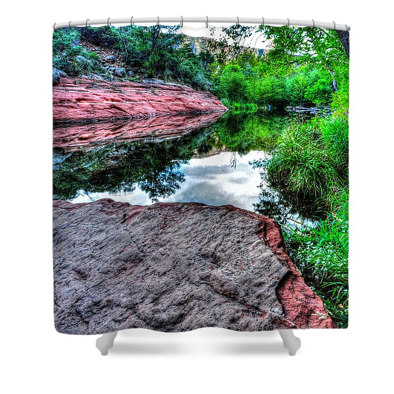 Landscape Shower Curtain featuring the photograph Red Rock by Richard Gehlbach