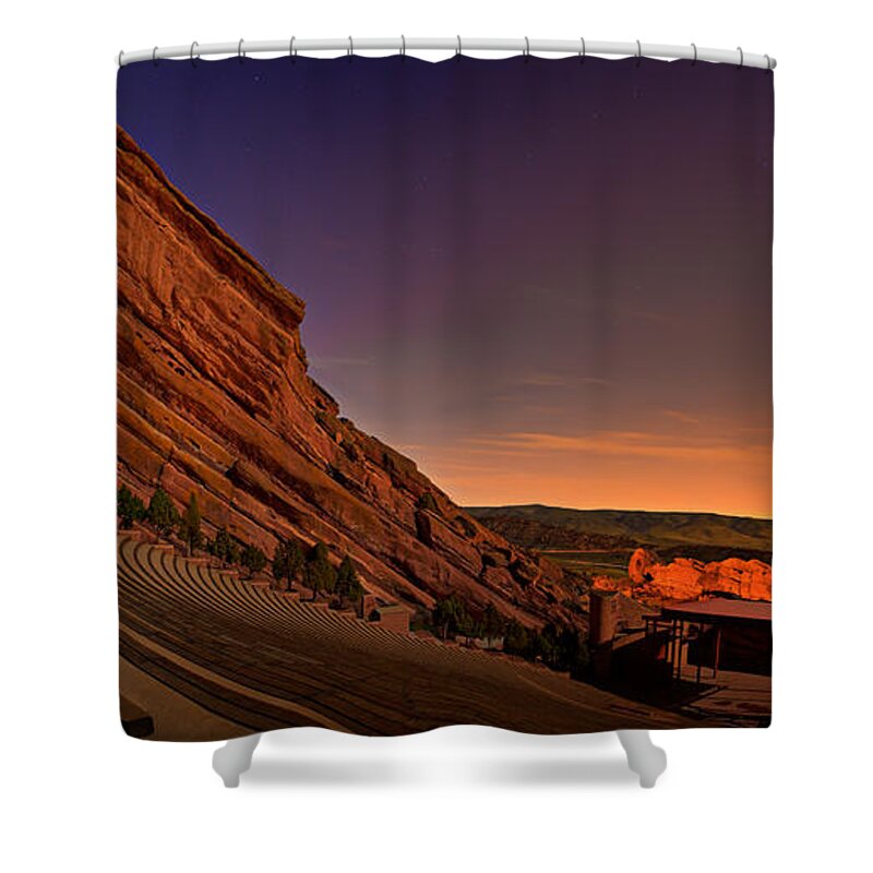 Night Shower Curtain featuring the photograph Red Rocks Amphitheatre at Night by James O Thompson