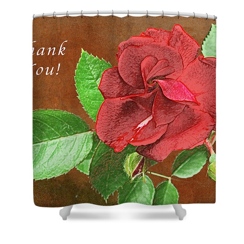Thank-you Shower Curtain featuring the photograph Red Rose Autumn Texture Thank-you by Michael Peychich
