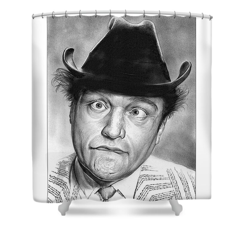 Red Skelton Shower Curtain featuring the drawing Red Skelton by Greg Joens