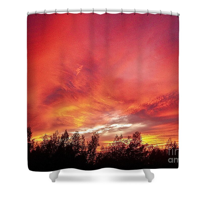 Sunset Shower Curtain featuring the photograph Red Sky Of Maui by Cheryl Cutler