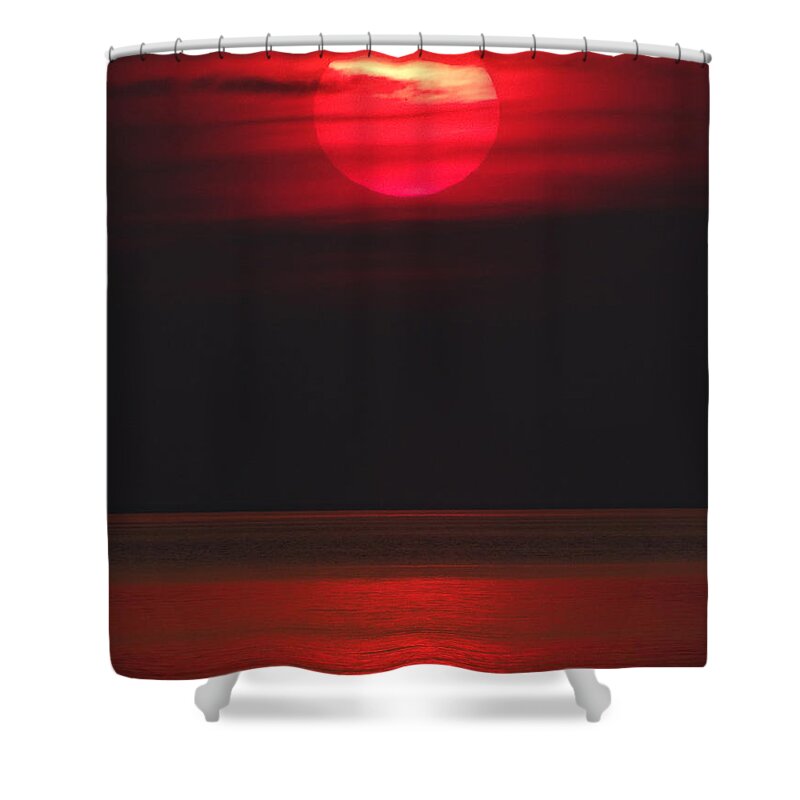 Red Sky Shower Curtain featuring the photograph Red Sunset by David T Wilkinson
