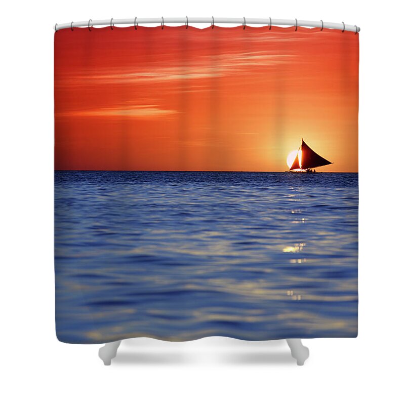 Scenics Shower Curtain featuring the photograph Red Sunset by Vuk8691