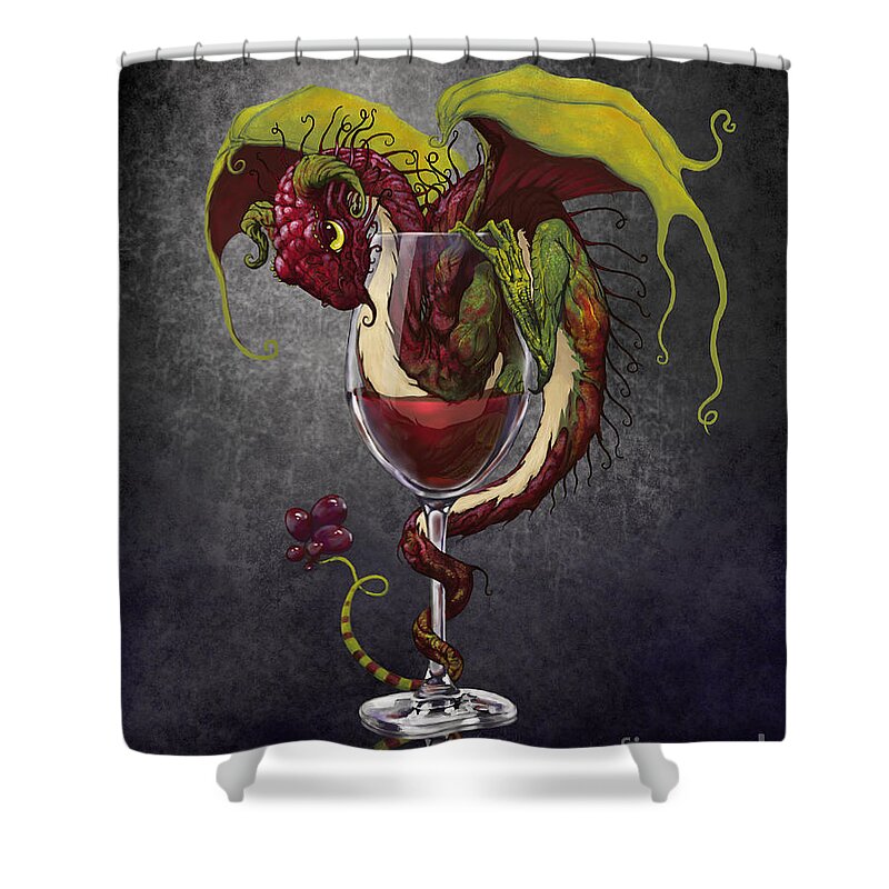 Dragon Shower Curtain featuring the digital art Red Wine Dragon by Stanley Morrison
