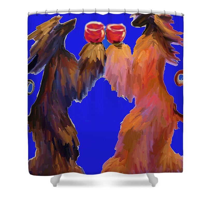 Ipad Finger Painting Shower Curtain featuring the painting Red Wine by Terry Chacon