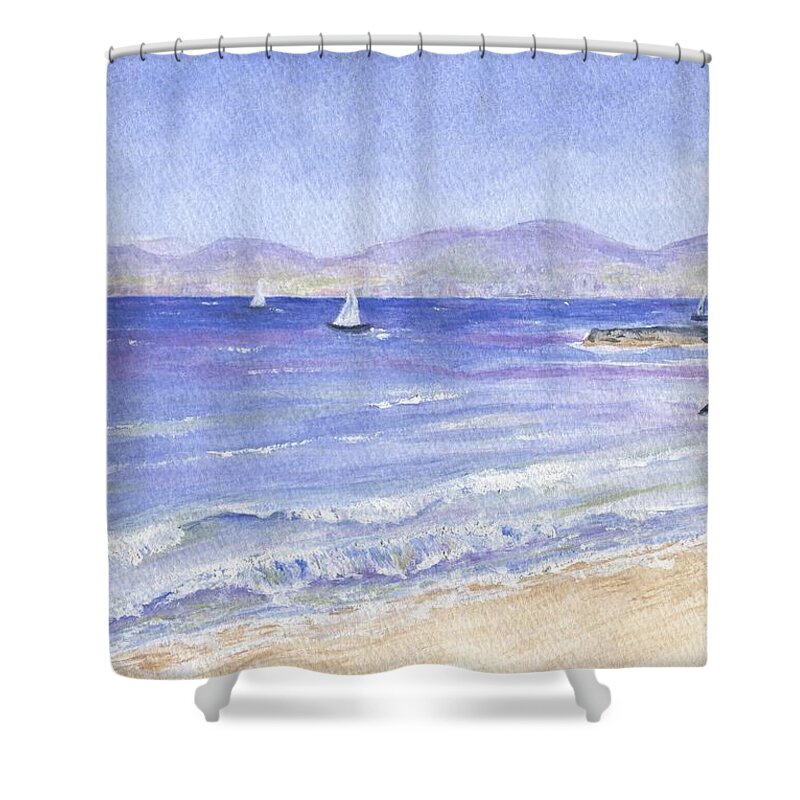 Blue Shower Curtain featuring the painting Redondo to Malibu by Jamie Frier