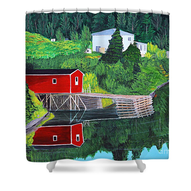 Reflections Shower Curtain featuring the painting Reflections by Barbara A Griffin