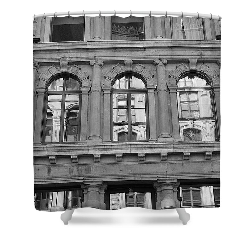 Windows Shower Curtain featuring the photograph Reflections in Old Montreal by Nina Silver