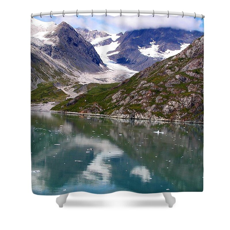 Landscape Shower Curtain featuring the photograph Reflections of Blue and Green in Alaska by Annika Farmer