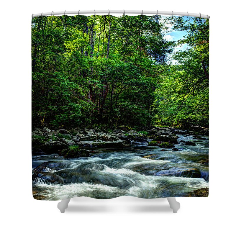 Smoky Mountains Shower Curtain featuring the photograph Refreshing Morning Along The River by Michael Eingle