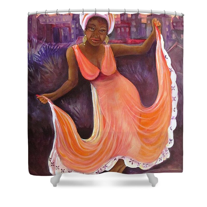 Dancing Shower Curtain featuring the painting Reggae Night by Carol Allen Anfinsen