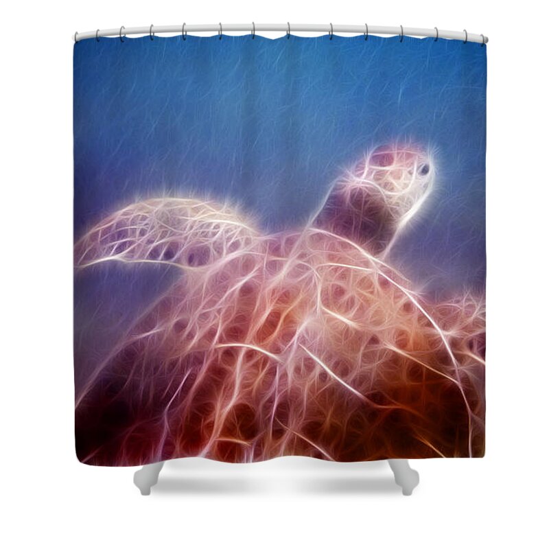 Turtle Shower Curtain featuring the photograph Relentless Seeker fire version by Weston Westmoreland