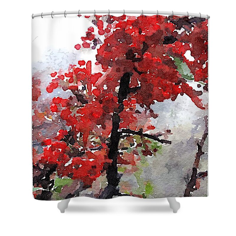 Pyracantha Berries Shower Curtain featuring the digital art Renewal by Shannon Grissom