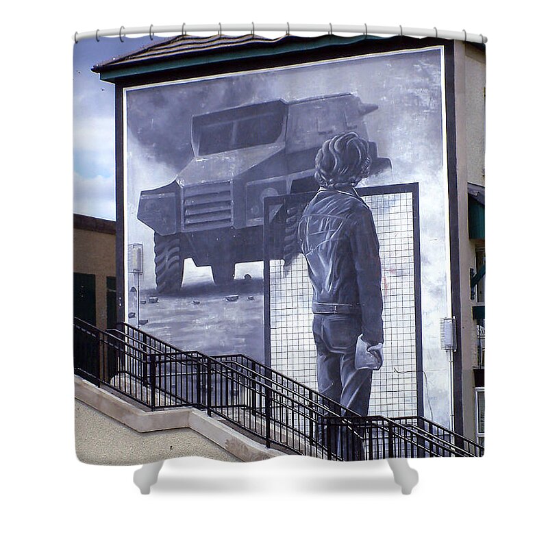 Mural Shower Curtain featuring the photograph Derry Mural Resistance by Nina Ficur Feenan