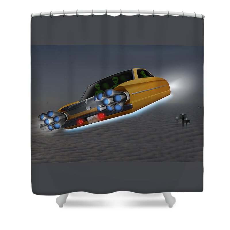 Alien Shower Curtain featuring the photograph Retro Flying Object 1 by Mike McGlothlen