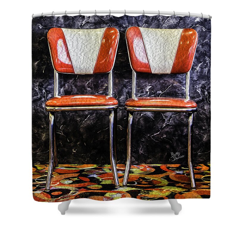 Retro Shower Curtain featuring the photograph Retro Red Chairs by Betty Denise