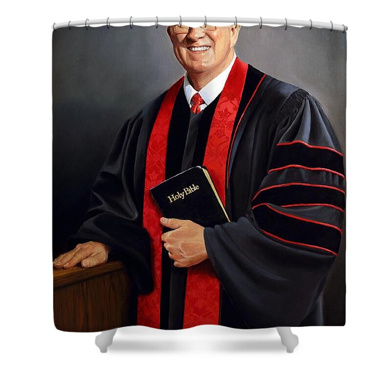 Religious Shower Curtain featuring the painting Rev Guy Whitney by Glenn Beasley
