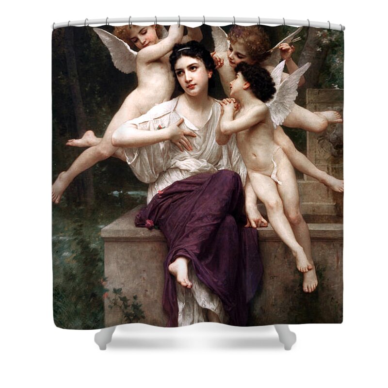 Reve De Printemps Shower Curtain featuring the painting Reve de printemps by William-Adolphe Bouguereau