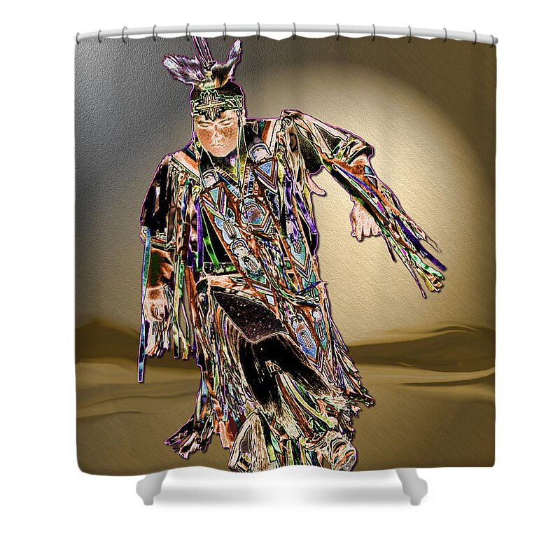 Pow Wow Dancer Shower Curtain featuring the digital art Ribbon Dancer by Kae Cheatham