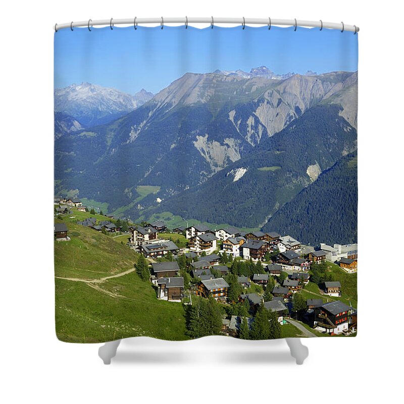 Swiss Alps Shower Curtain featuring the photograph Riederalp Valais Swiss Alps Switzerland by Matthias Hauser