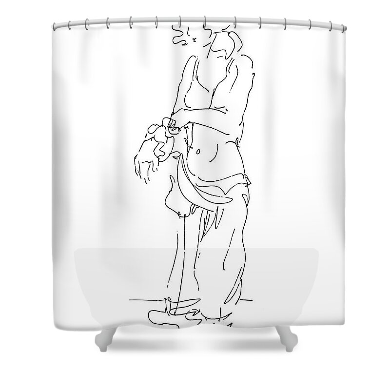Females Shower Curtain featuring the drawing Rikka Dressing 7of8 by Gordon Punt