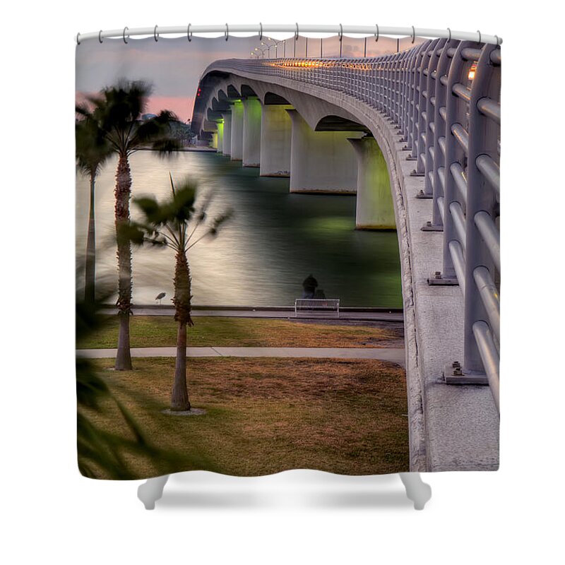 Fl Shower Curtain featuring the photograph Ringling Causeway Bridge Overlook by Sue Karski