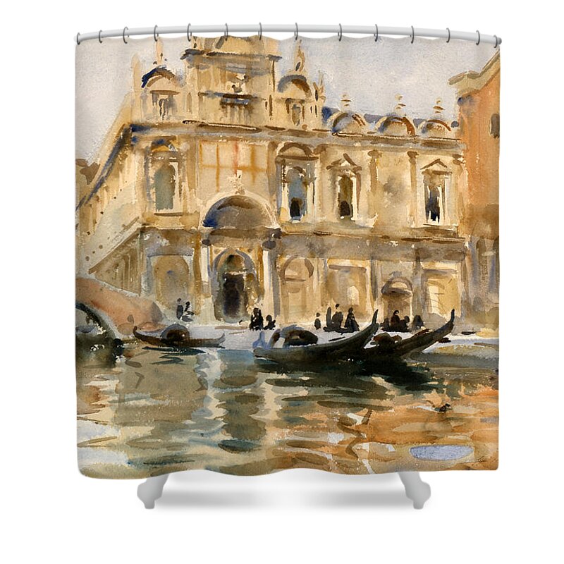 John Singer Sargent Shower Curtain featuring the drawing Rio dei Mendicanti. Venice by John Singer Sargent