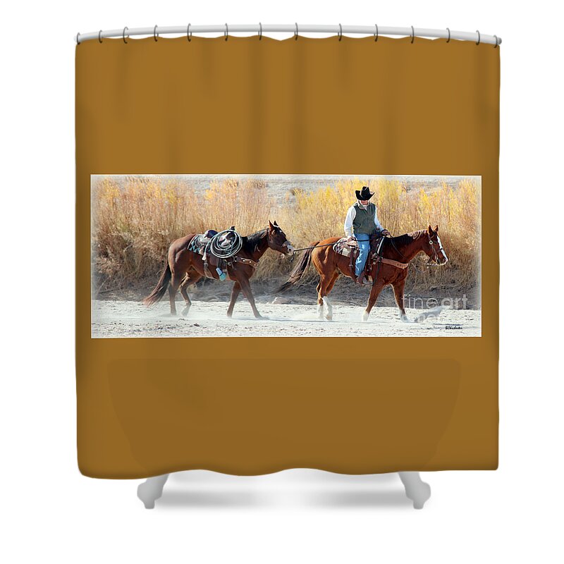 Rio Grande Shower Curtain featuring the photograph Rio Grande Cowboy by Barbara Chichester