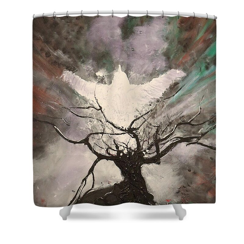 Fantasy Shower Curtain featuring the painting Rising From The Ashes by Stefan Duncan