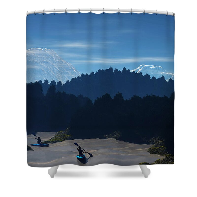 River Shower Curtain featuring the painting River Adventure by Michael Stowers