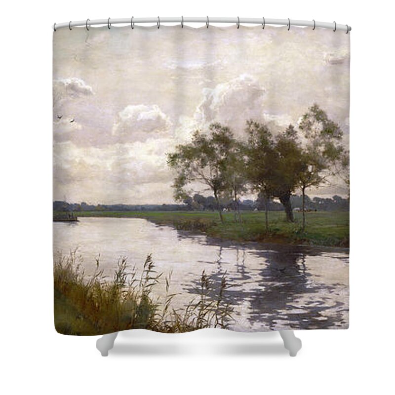 Alfred Parsons Shower Curtain featuring the painting River and Towpath by Alfred Parsons