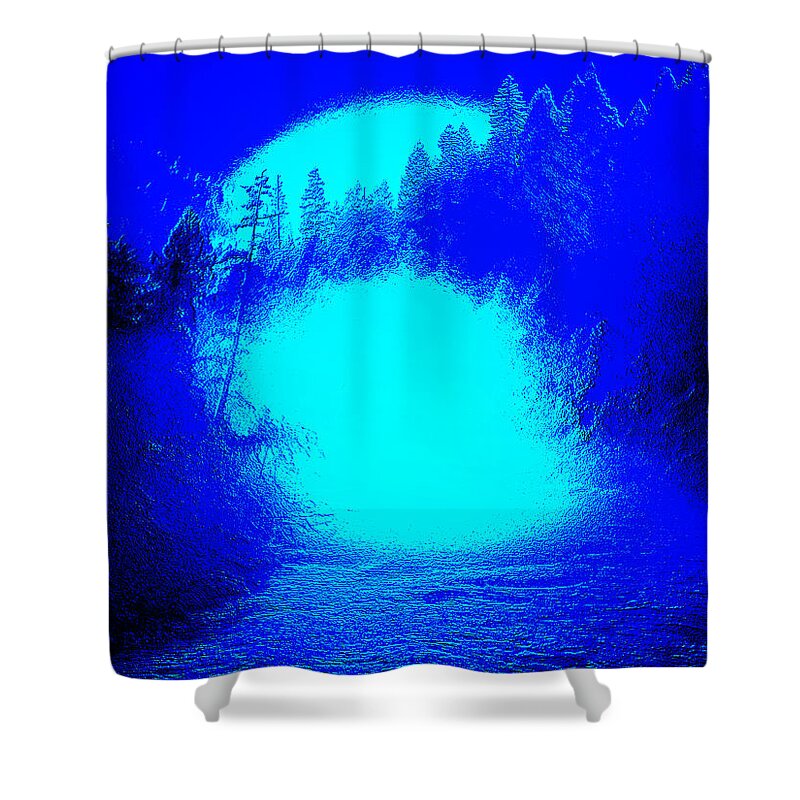 Nature Shower Curtain featuring the digital art River Moon by William Horden