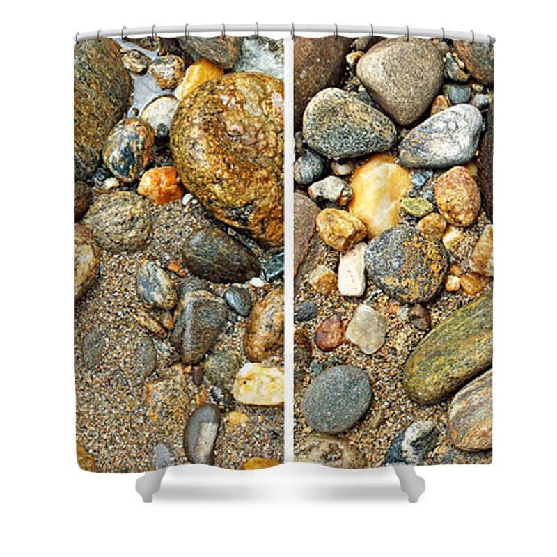 Duane Mcccullough Shower Curtain featuring the photograph River Rocks 17 in Stereo by Duane McCullough