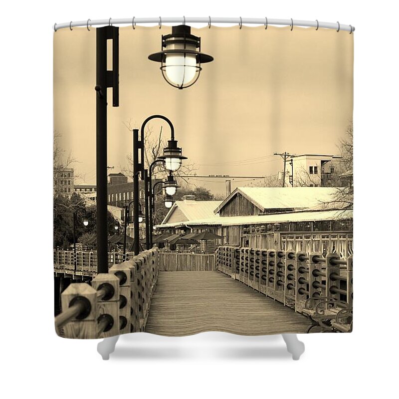 River Shower Curtain featuring the photograph Riverfront by Cynthia Guinn