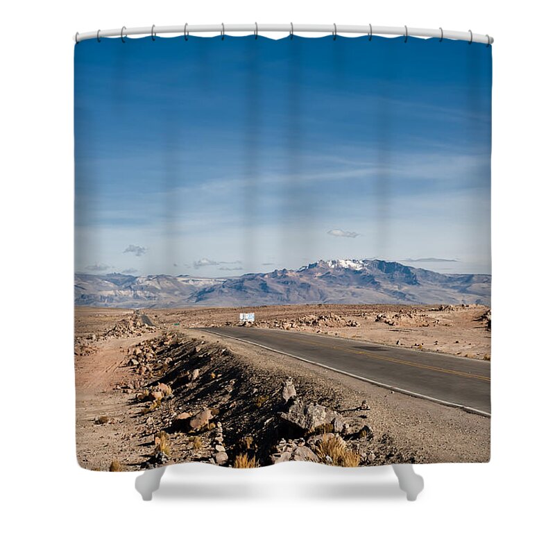 Arequipa Shower Curtain featuring the photograph Road from Arequipa to Chivay by U Schade