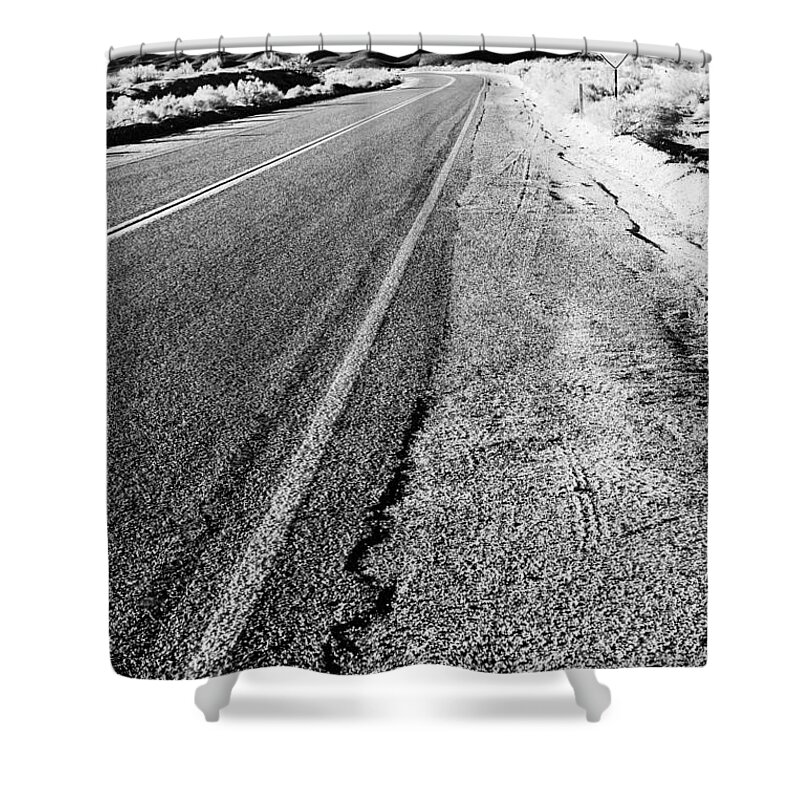 Landscape Shower Curtain featuring the photograph Road in the desert #1 by Alyaksandr Stzhalkouski