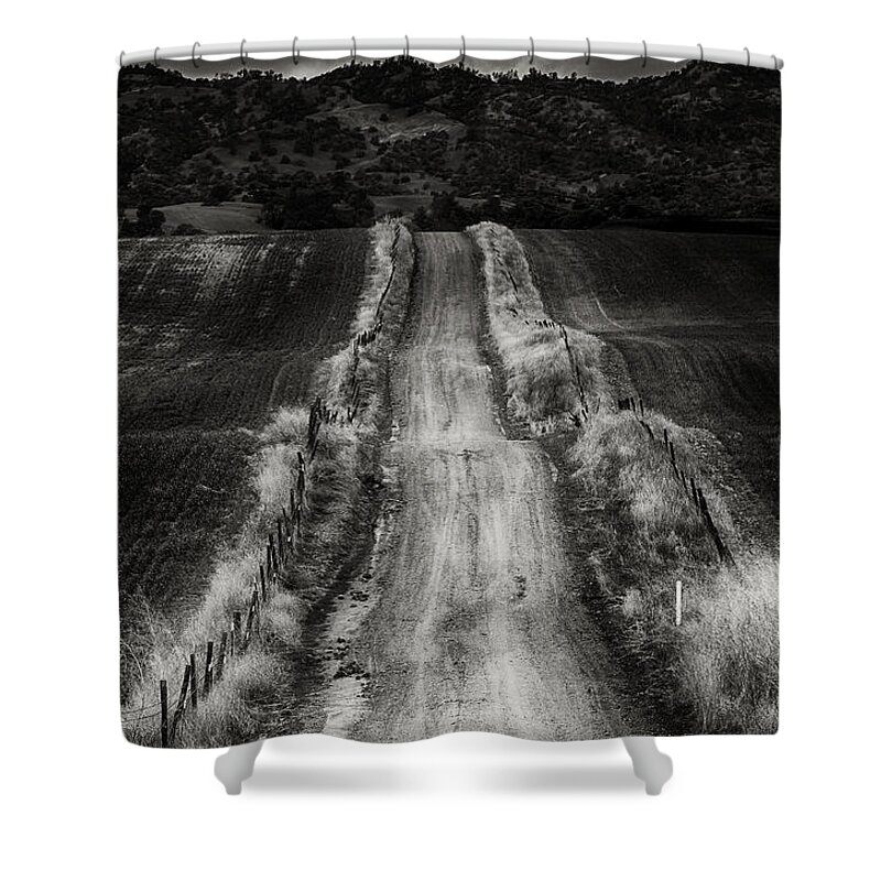 Road Shower Curtain featuring the photograph Road Into The Hills by Robert Woodward