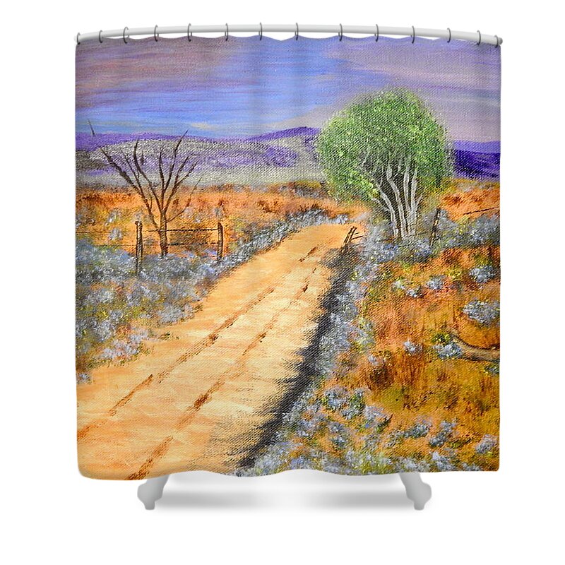 Landscape Shower Curtain featuring the painting Road Less Travled by Robert Clark