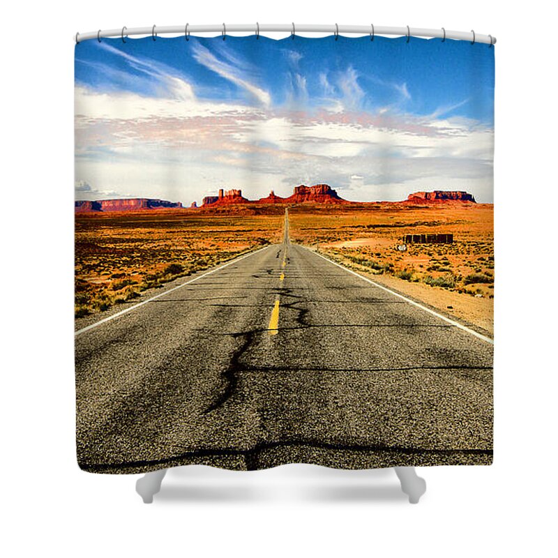 Highway Shower Curtain featuring the photograph Road to Navajo by Jason Abando