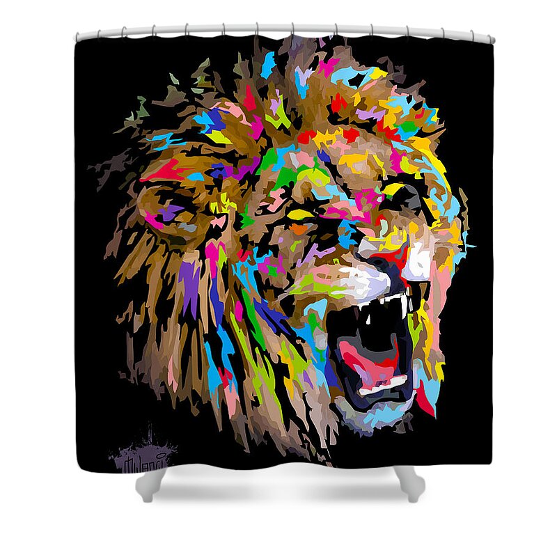 Leo Shower Curtain featuring the digital art Roar by Anthony Mwangi
