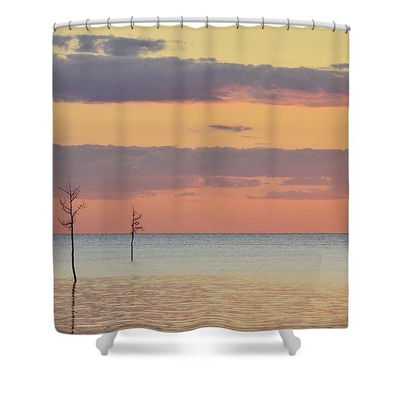Rock Harbor Shower Curtain featuring the photograph Rock Harbor Sunset 4 by Allen Beatty