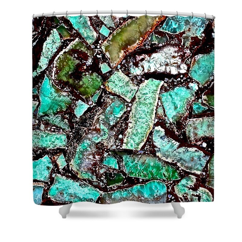 Rock Shower Curtain featuring the photograph Blue Green Bacon Stone by Debra Amerson