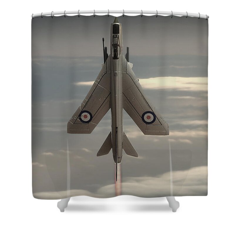 Bac Lightning F6 Shower Curtain featuring the digital art Rocket Ship by Airpower Art