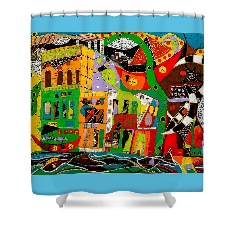 Rockland Shower Curtain featuring the painting Rockland by Clarity Artists