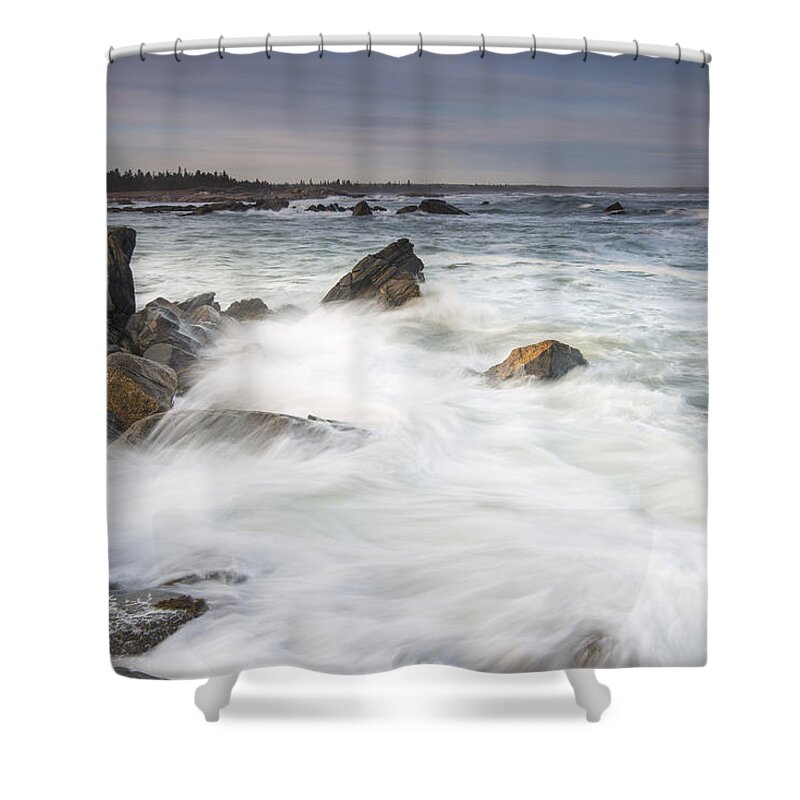 Feb0514 Shower Curtain featuring the photograph Rocky Coast Kejimkujik Np Nova Scotia by Scott Leslie
