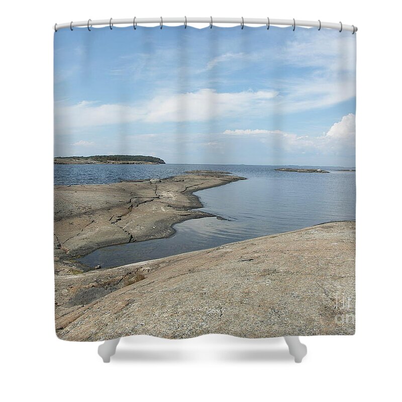 Sea Shower Curtain featuring the photograph Rocky Coastline in Hamina by Ilkka Porkka