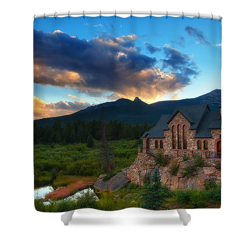 Church Shower Curtain featuring the photograph Rocky Mountain Stone Church by Darren White