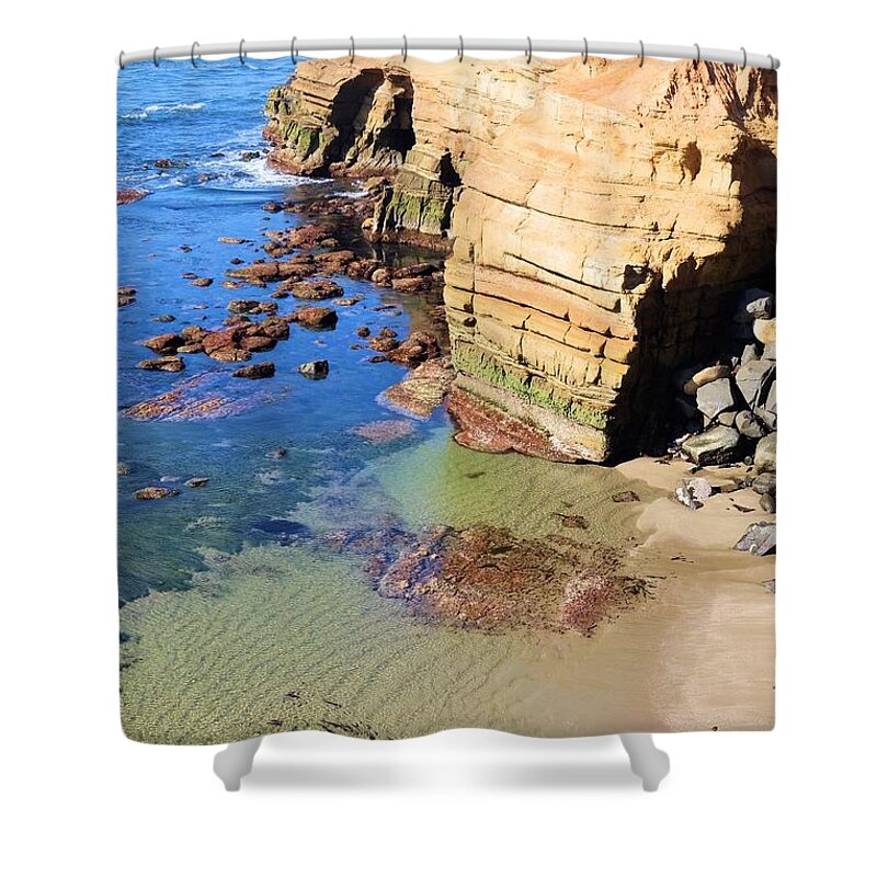 Beach Shower Curtain featuring the photograph Rocky Point Sunset Cliffs by Jane Girardot